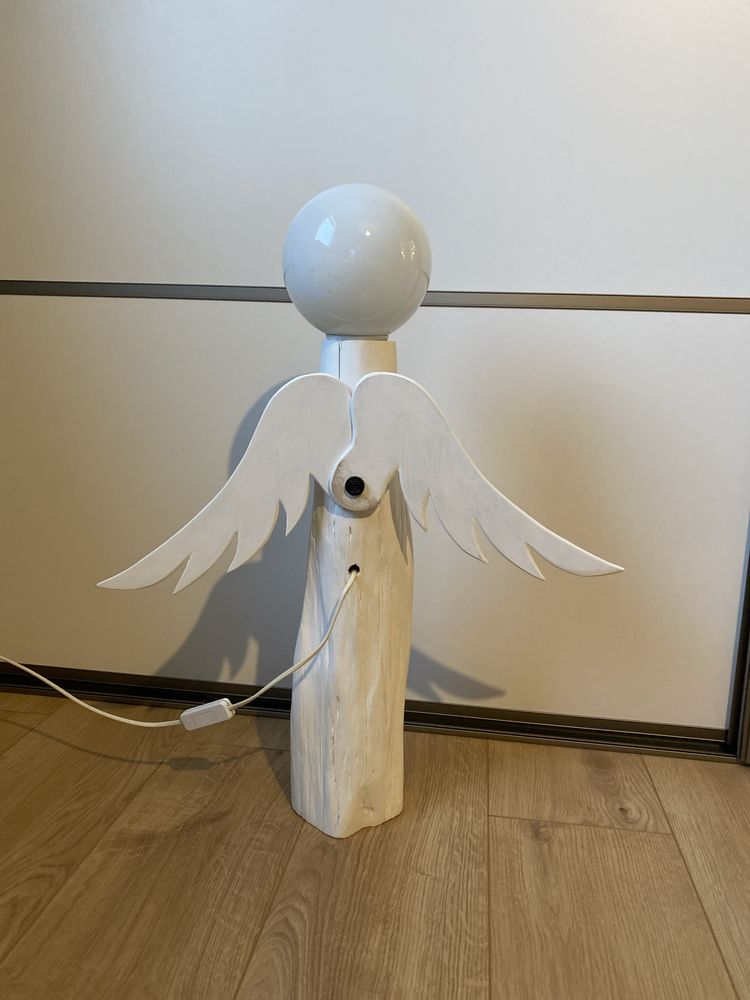 Lampaniołek lampa anioł aniołek lite drewno rękodzieło