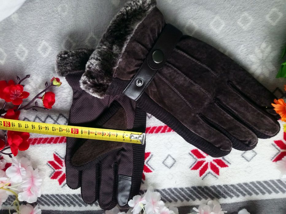 Nowe męskie rekawice zimowe ocieplane zamszowe, ocieplane XL