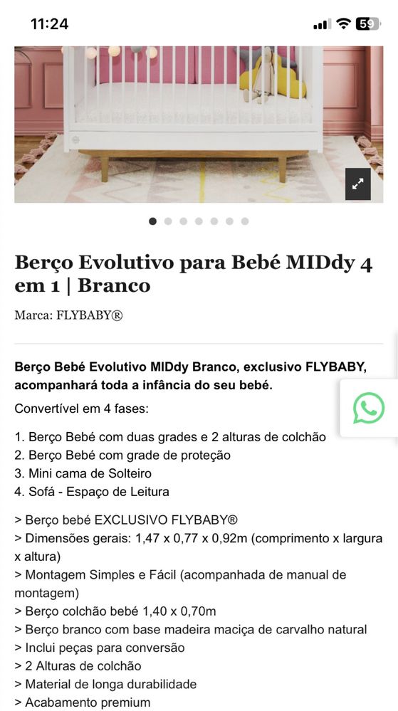 Mobilia quarto bebé (cama + cómoda) Flybaby-Preço novo 1400€