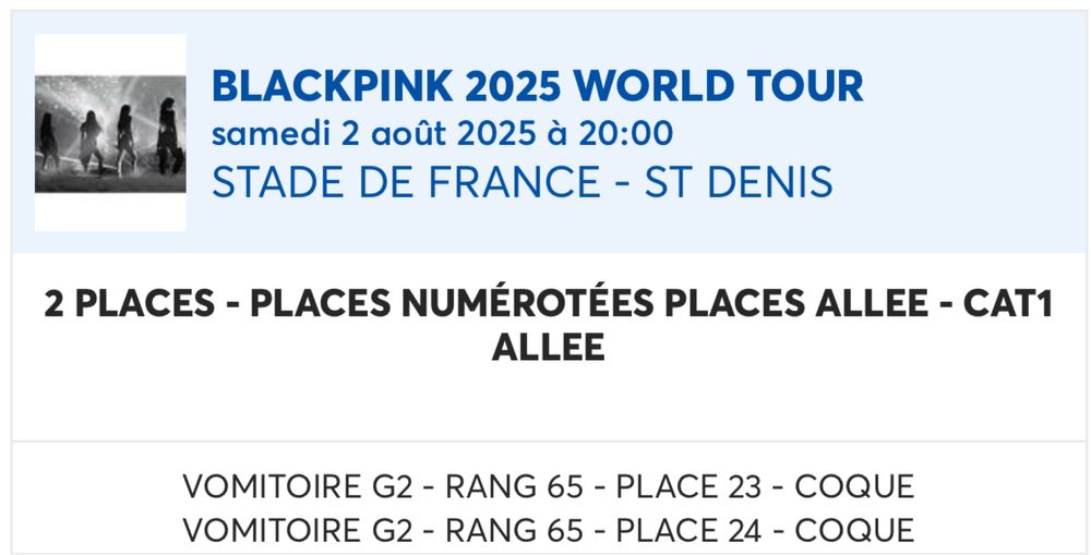 bilety na Blackpink w Paryżu 02.08.2025