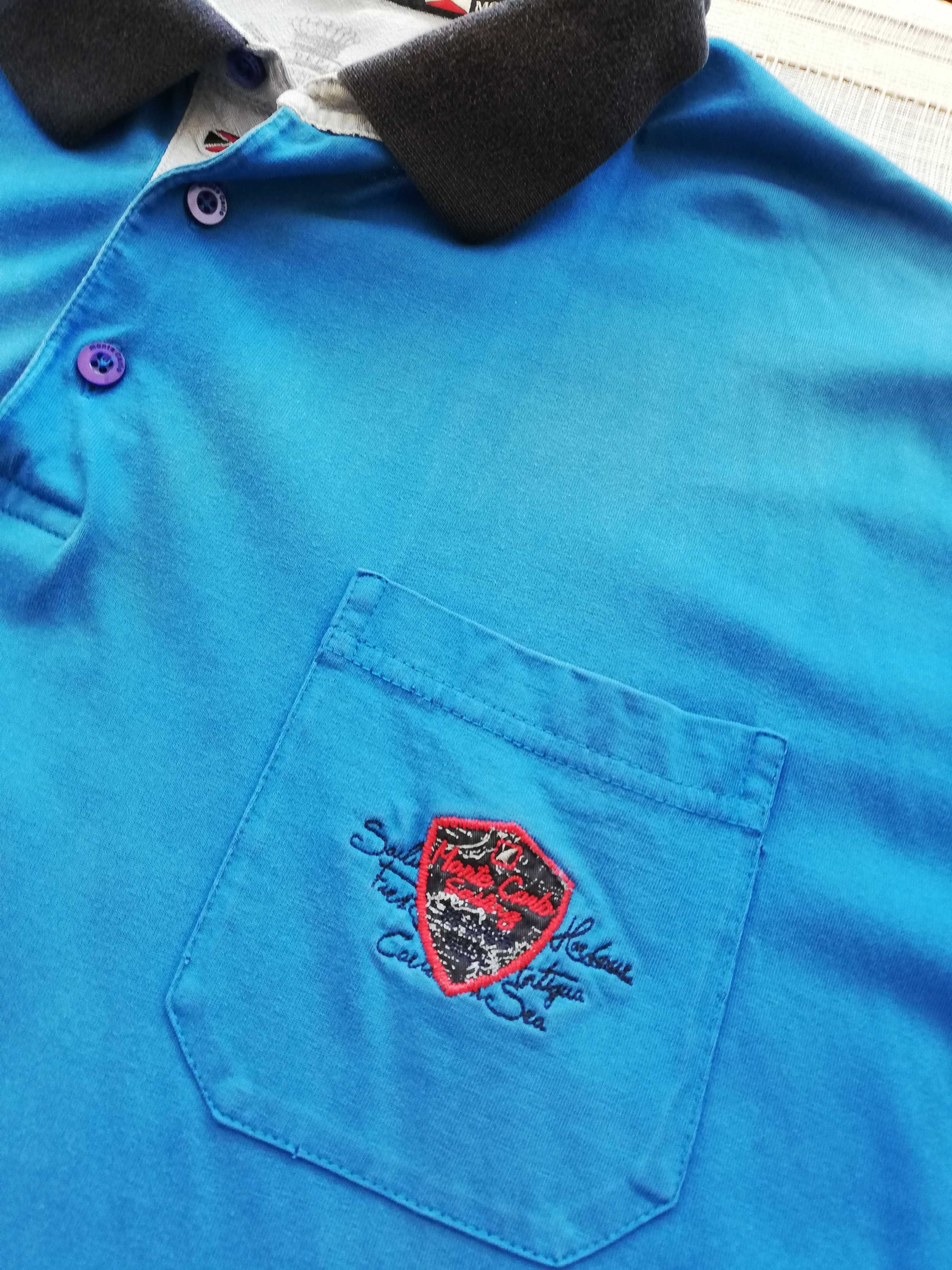 Monte Carlo, duże, 4XL, duże, stan bdb, polo, cienka bawełna, błękit