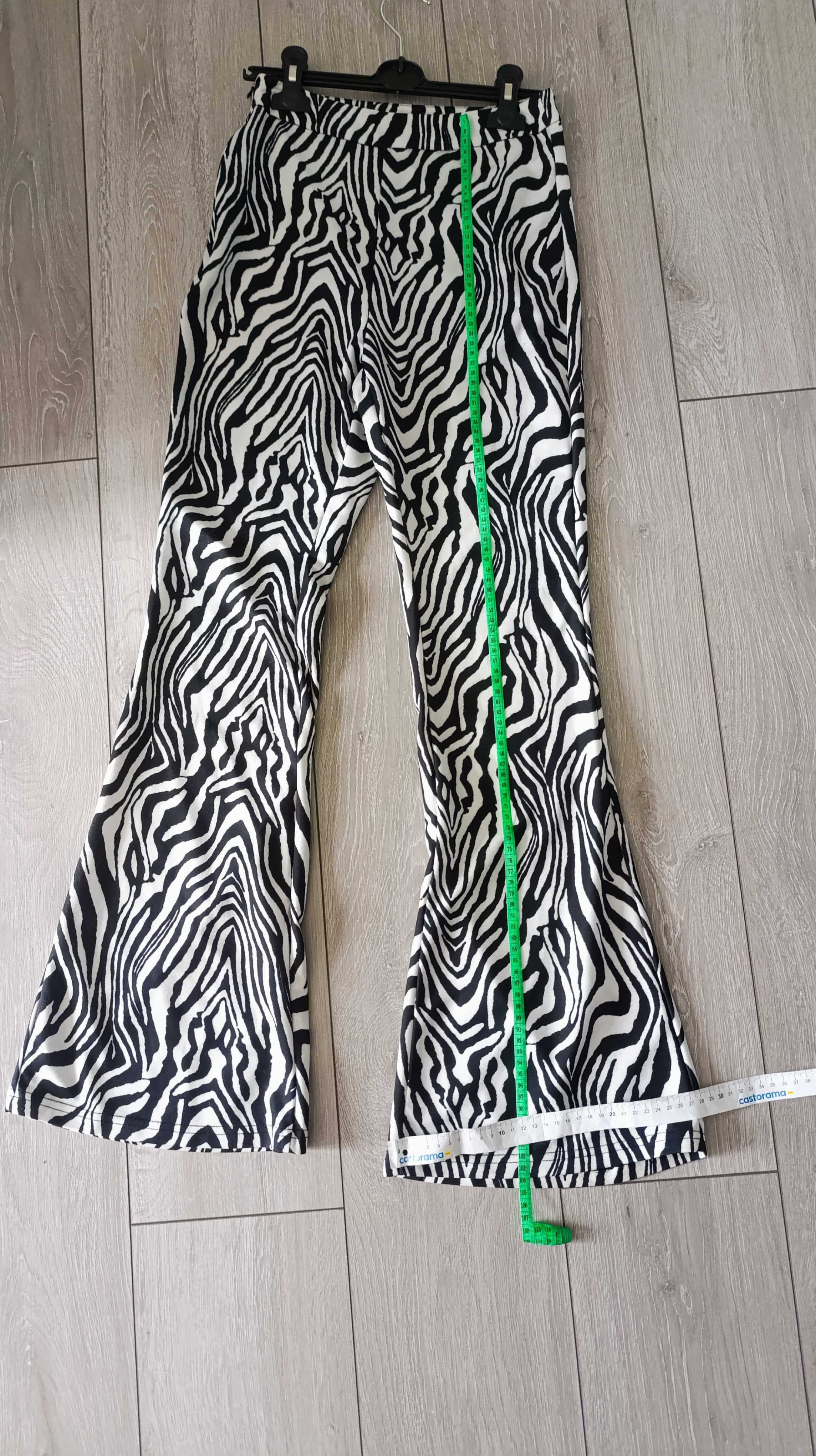 Spodnie dzwony zebra  czarno - białe