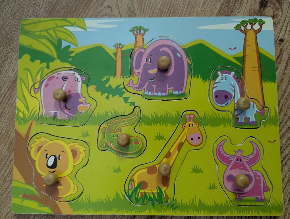 Puzzle drewniane zoo