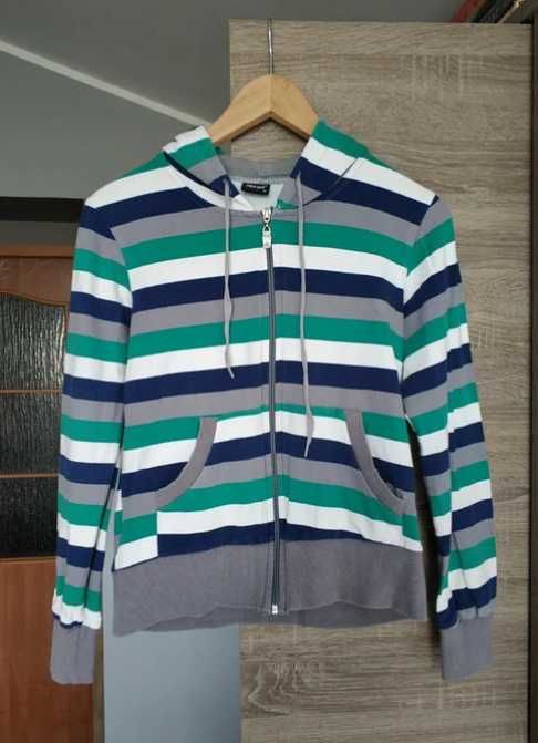 Bluza w paski kaptur Megi Collection r. M
