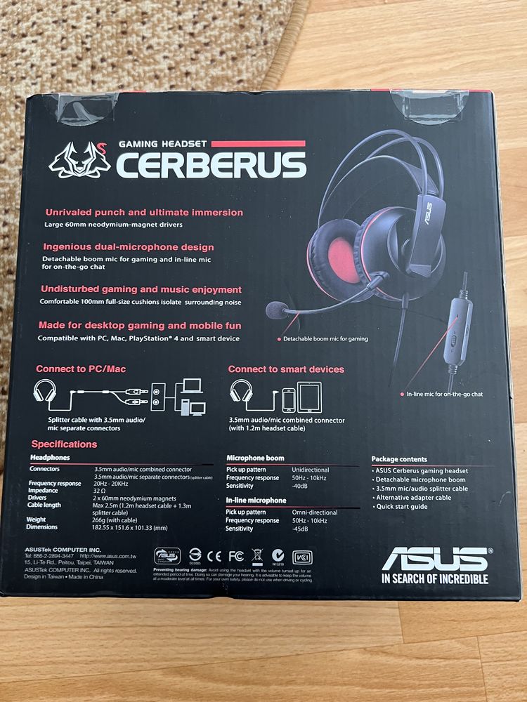 Asus headset cerberus sluchawki