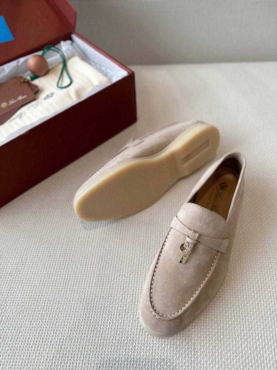 Женские бежевые лоферы Loro Piana Summer Walk лофери Лоро Пиана Пиано