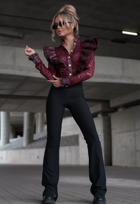 Koszula La Monne Vintage koronkowa eko skóra 34 XS  S 36 M 38 bez nego