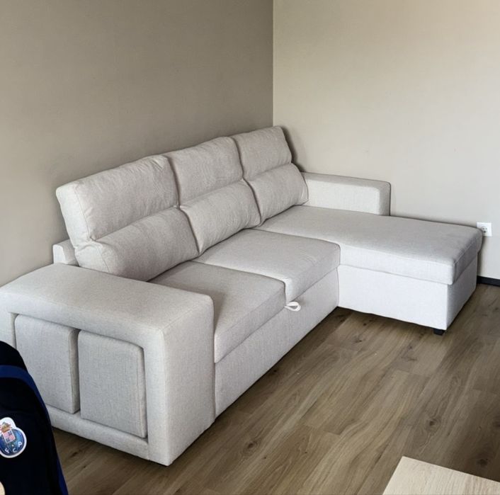 Sofá cama 3 lugares c/ chaise longue