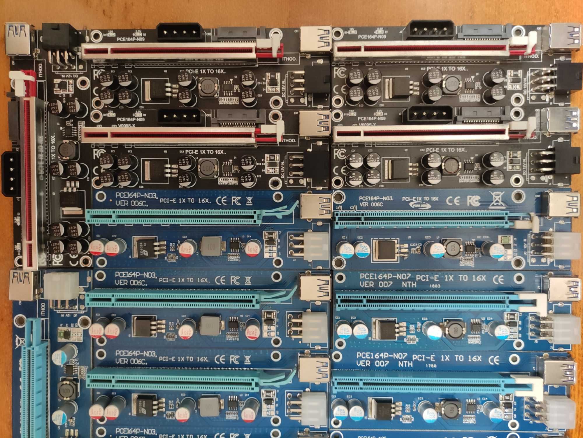 Riser Райзер PCI-E 1X to 16X, 6pin, molex, sata, подовжувач відеокарти
