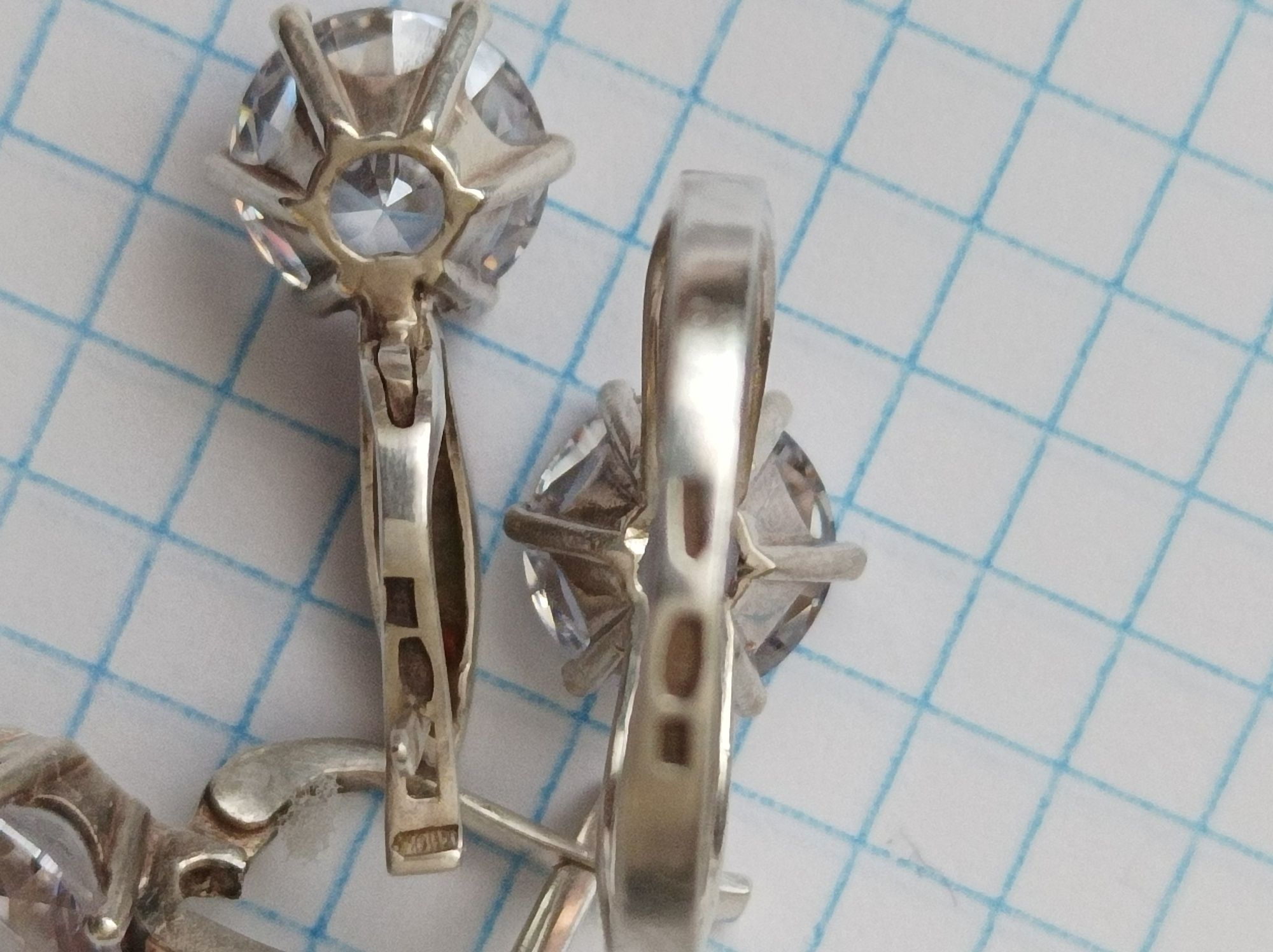 Кільце і сережки срібло з золотими пластинами.