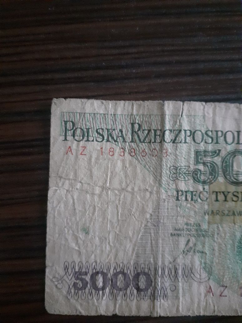 Banknot - 5000 tysięcy złotych seria AZ