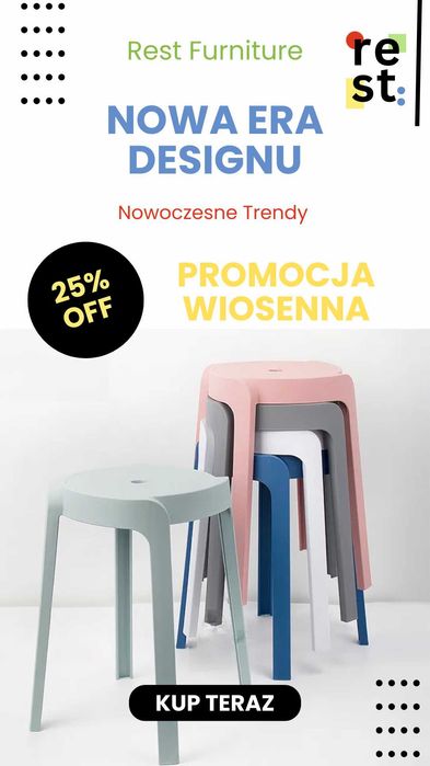 Kolorowy taboret - stołek - nowoczesny design - 45 cm x 27cm