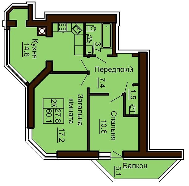 ЖК Софія 2-кім двокімнатна вул.Боголюбова 36 довгострокова оренда