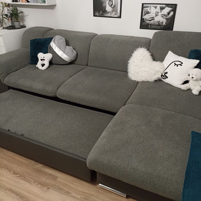 Narożnik z funkcją spania oraz dodatkowymi funkcjami + gratis