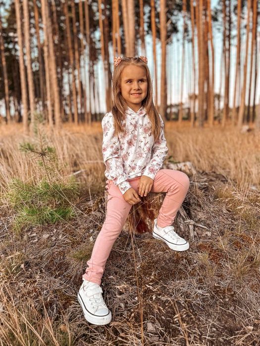ZA&PA legginsy gładkie róż z falbanką