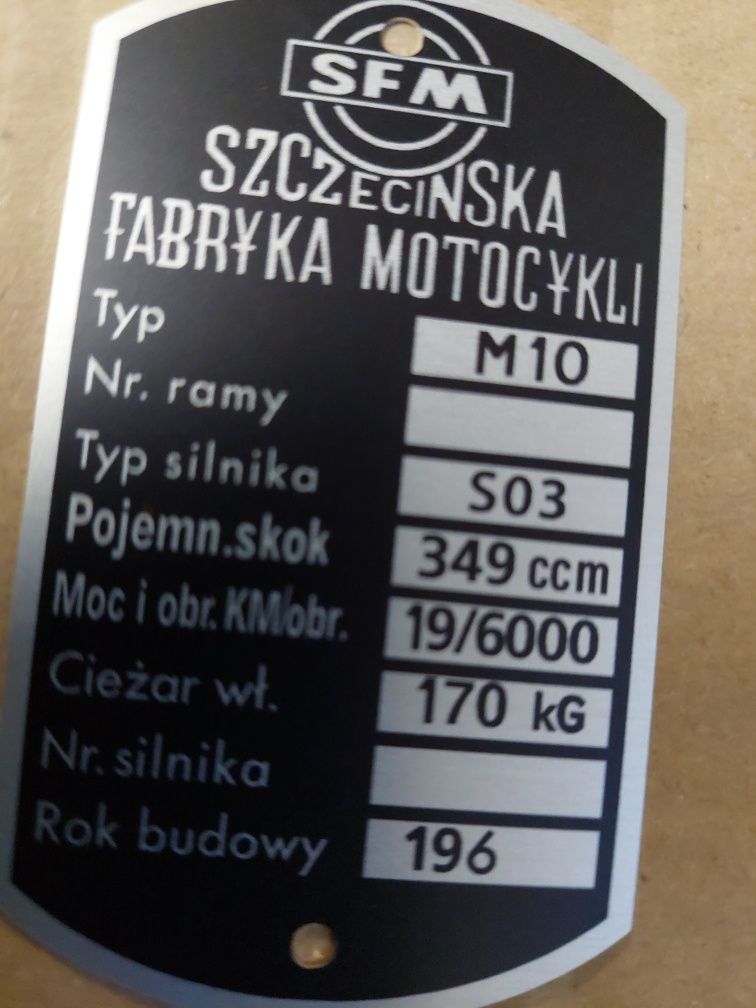 Nowa tabliczka rama zawieszenie nr junak 350 M10 pl