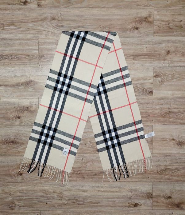 Szalik 100% kaszmir ecru jasny beż nowy