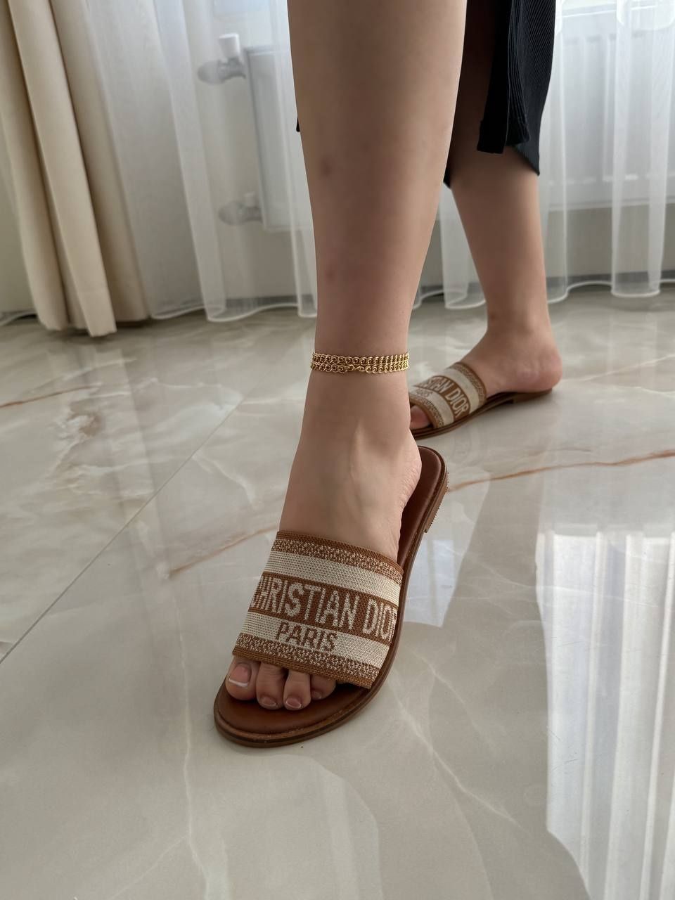 р36-41 Шльопанці Dior Slides Brown