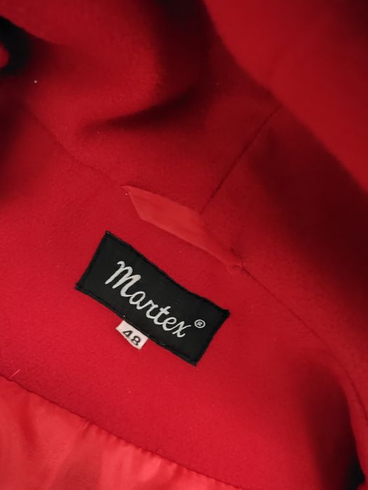 Nowy czerwony płaszcz damski zimowy 48 Martex