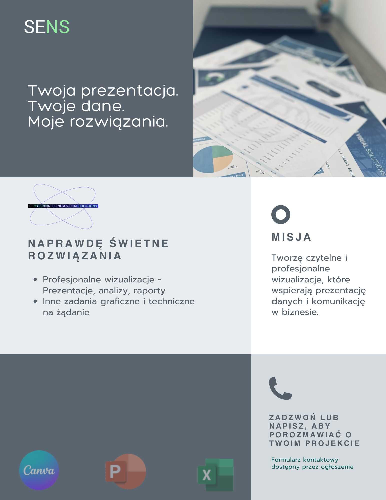 Prezentacje biznesowe i raporty techniczne–Excel/PowerPoint/Canva |B2B