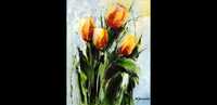 Obraz olejny - 30x24 cm tulipany kwiaty