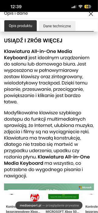 Klawiatura bezprzewodowa All in One