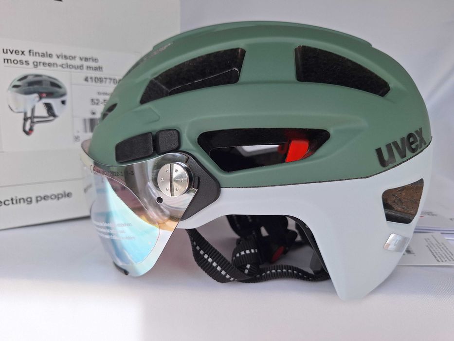 Kask rowerowy Uvex Finale Visor Vario Moss Green Cloud M 52-57cm S1-3