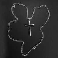 Łańcuszek łańcuch z krzyżykiem krzyżem NOWY srebrny duży