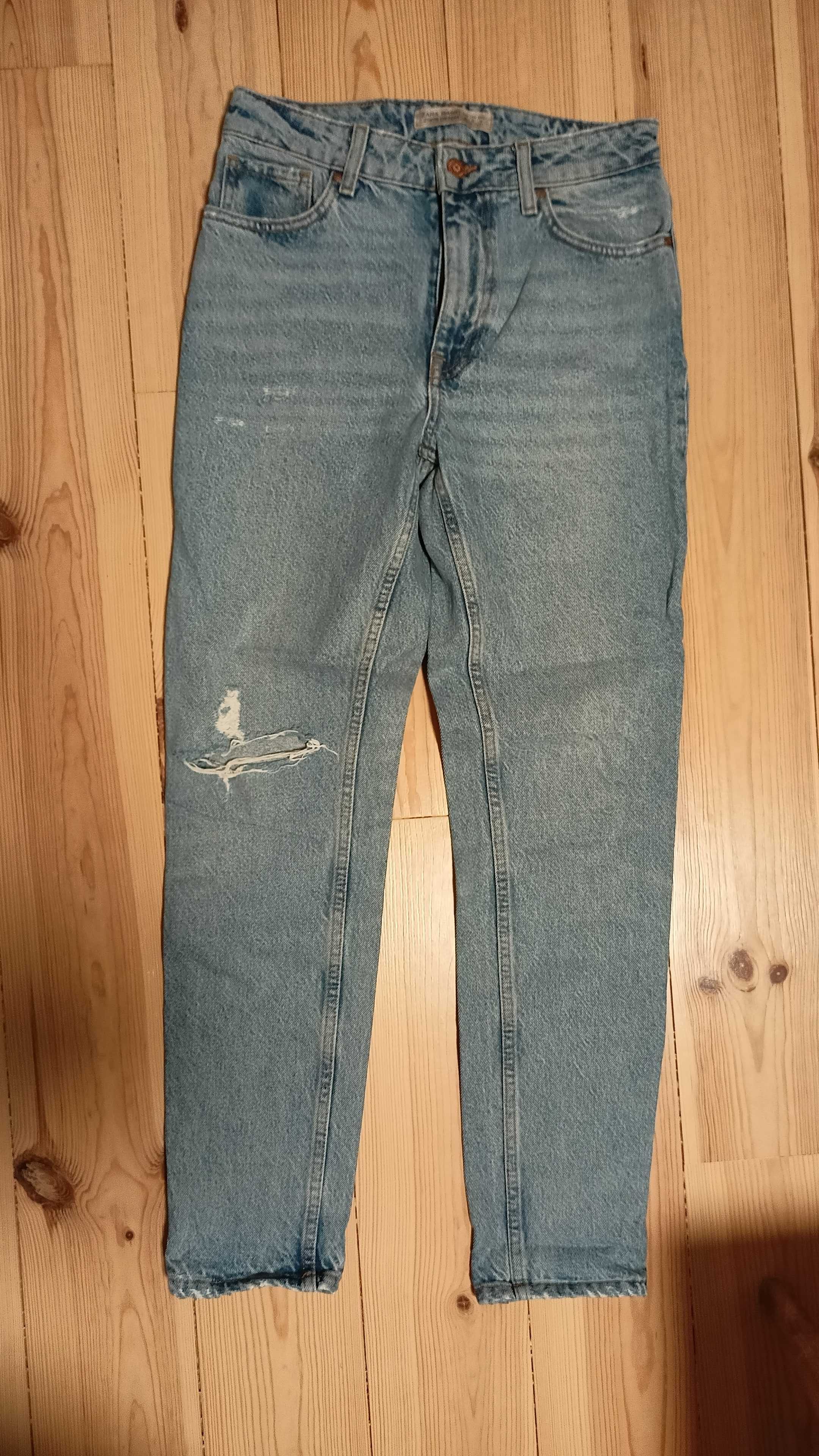 jasne niebieskie jeansy damskie MOM r. 34 Zara