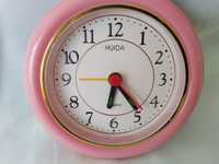 Часы будильник кварцевый  Розовый круглый, с  подсветкой