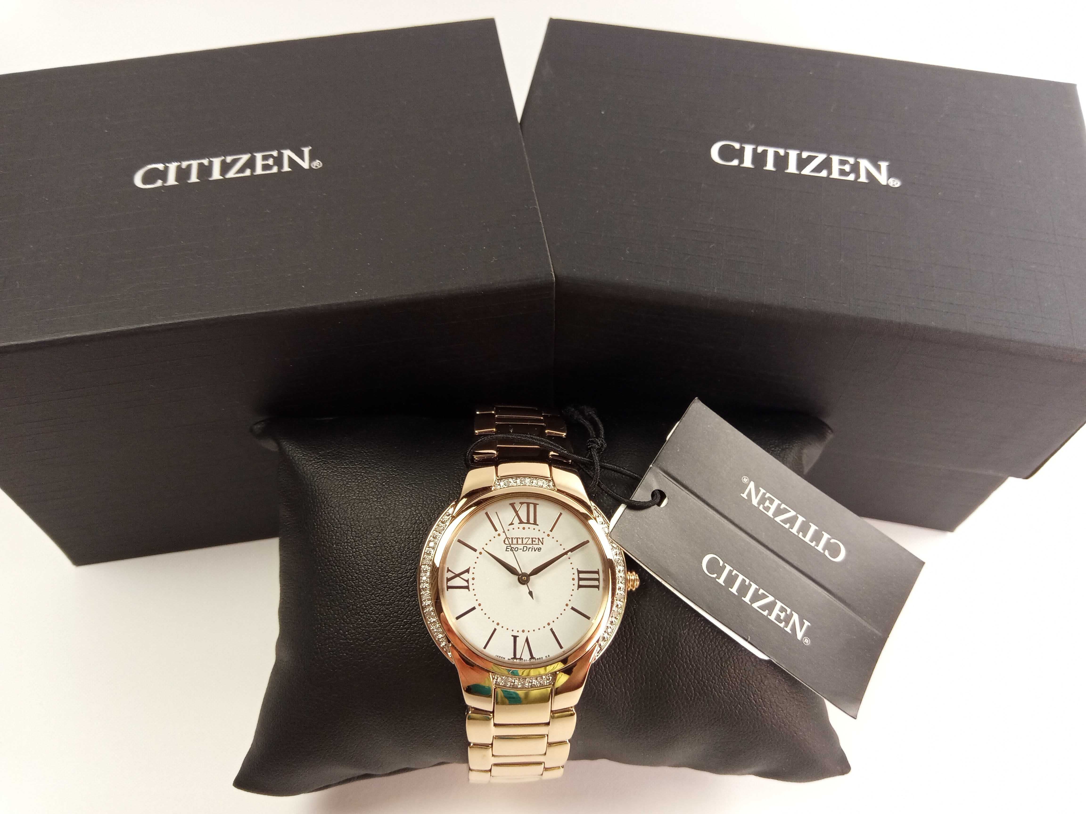 Японские женские часы, 20 бриллиантов Citizen Ciena Diamond EM0093-59A