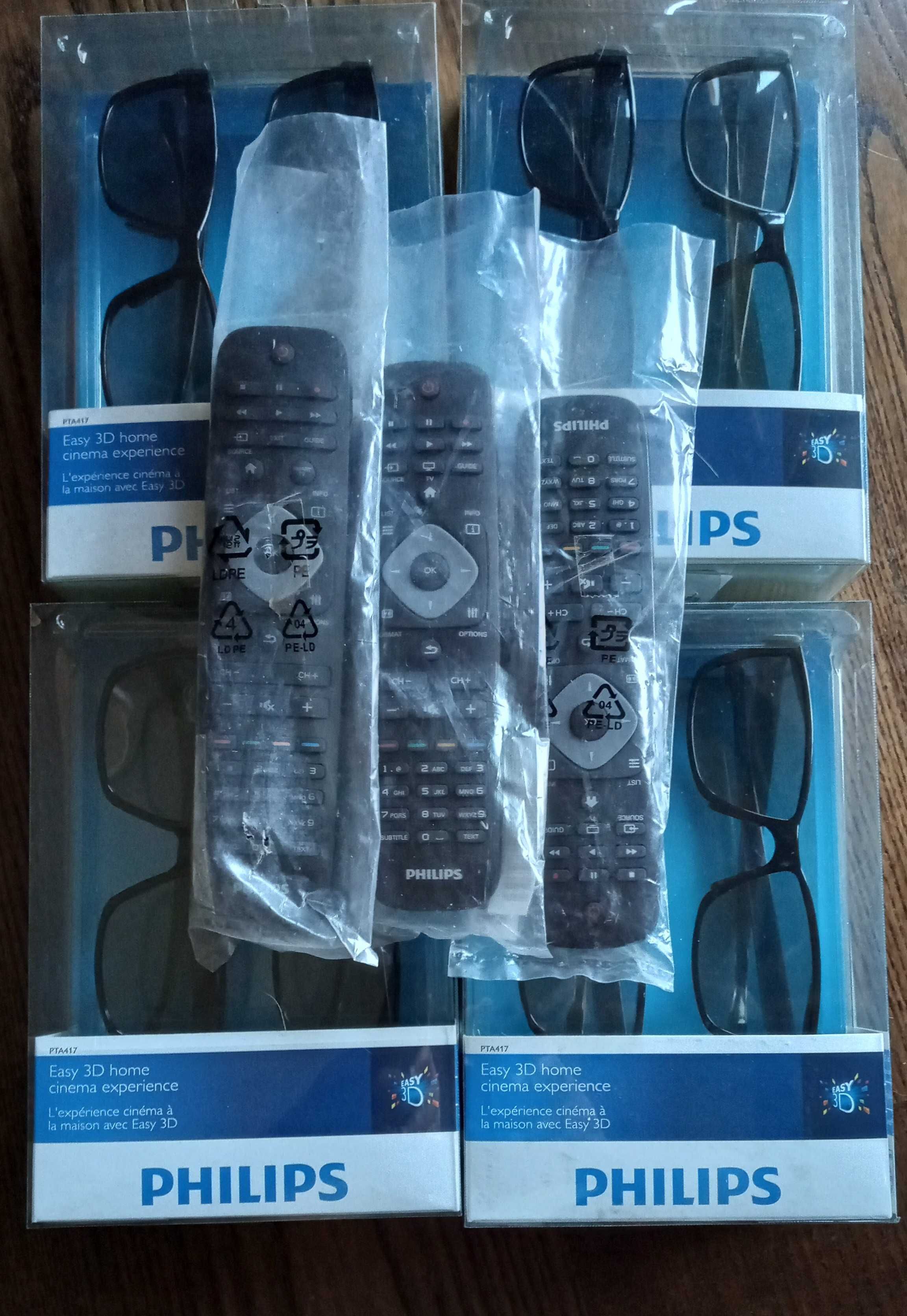 zestaw PHILIPS okulary 3D + 3 piloty NOWE oryginalne