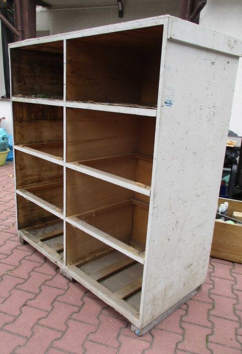 Drewniany Regał Szafka Warsztatowa PRL