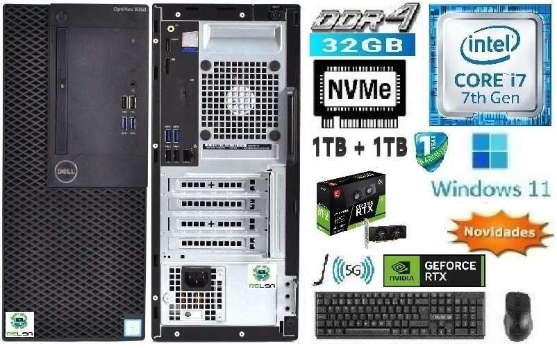 Pc Gamer 7G|i7.7700-3.6G|32G|NVMe1TB+HDD1TB|RTX3050-6G-D6|5G+BT|W11
