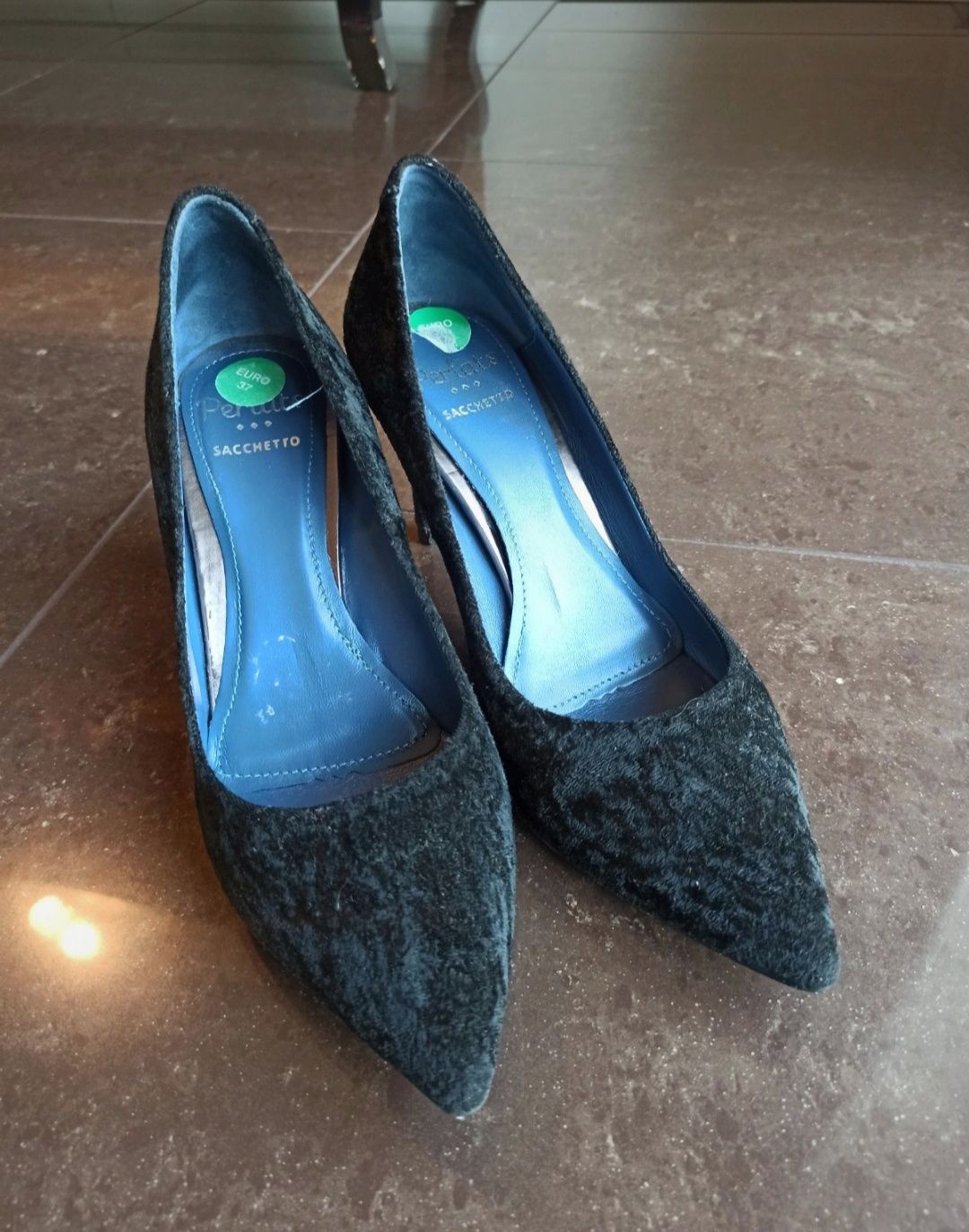 Buty czarne na obcasie obcasy 37 Perlato