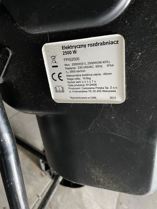 Elektryczny rozdrabniacz do gałęzi, 2500W