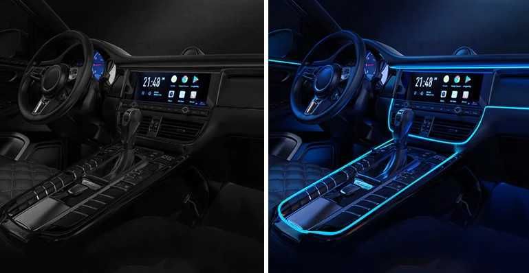 Led para interior de carro USB, cor lightblue, 2 metros