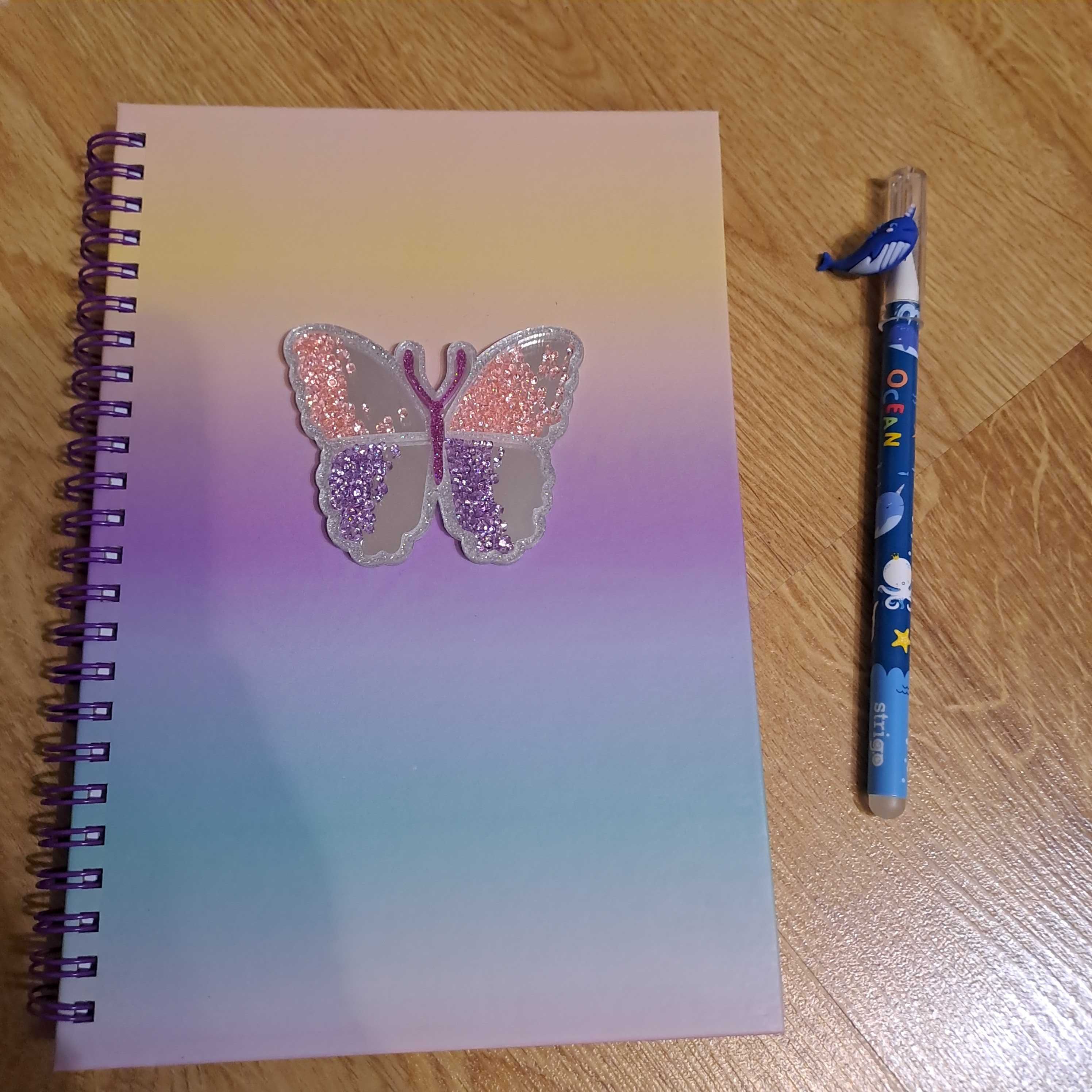 Notes Starpak na spirali A5 Motyl, długopis wymazywalny - zestaw