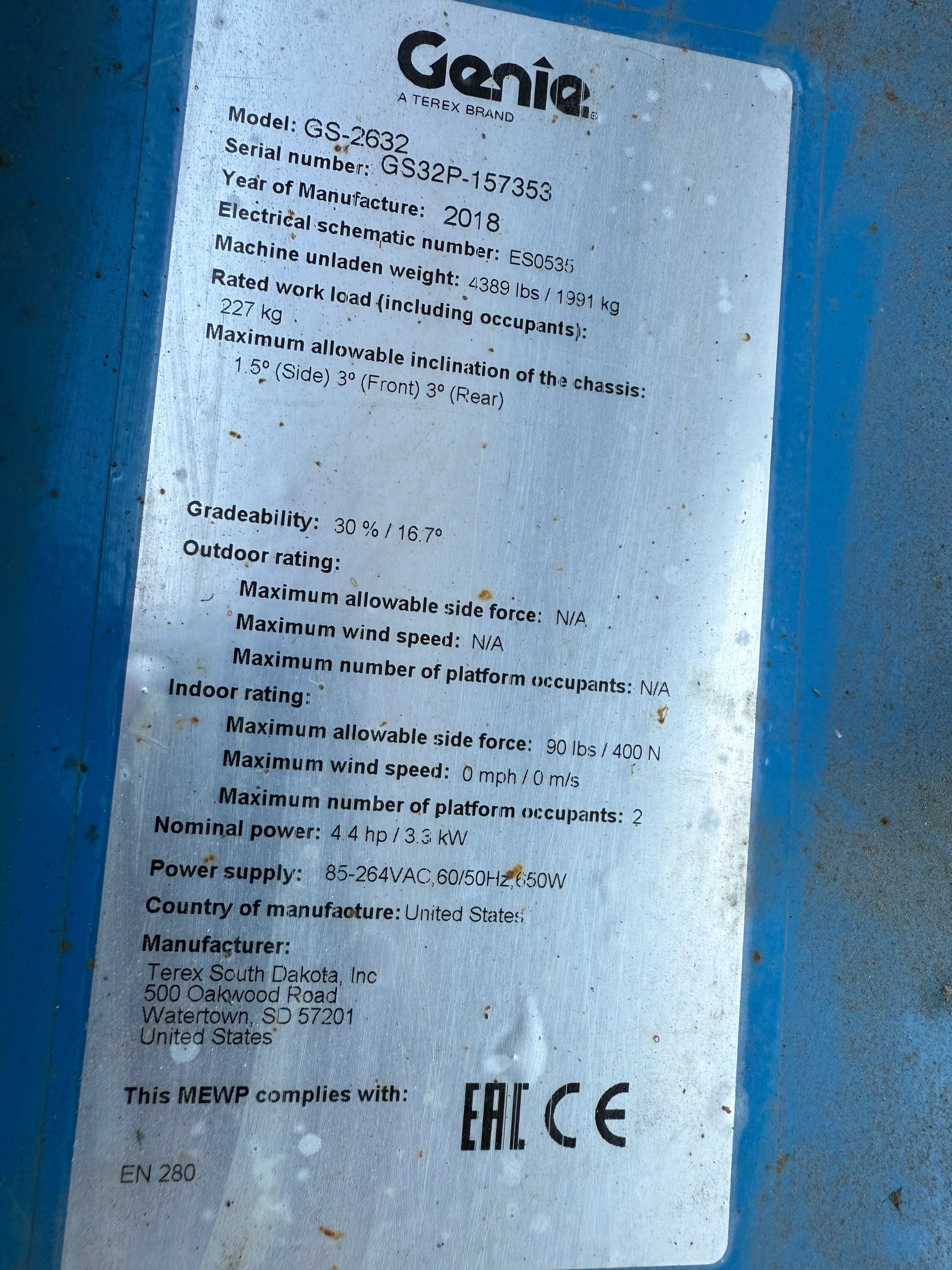 Podnośnik nożycowy Genie GS2632