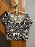 bluzka koszulka crop top czarna biała