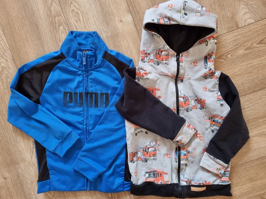 2 szt. Bluza rozpinana r. 116 Puma, straż pożarna z kapturem
