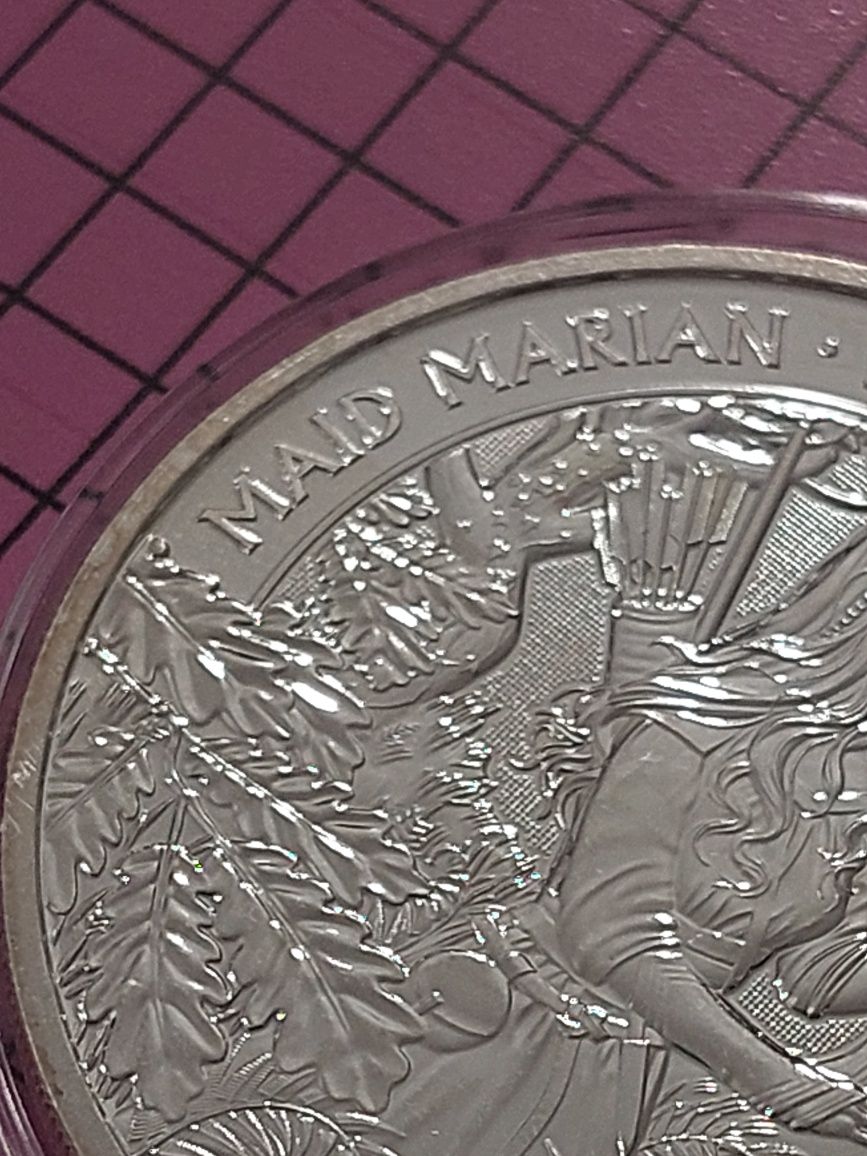 Срібло 999, 1 унція, монета Діва/Maid Marian 2022 (1OZ Silver 999)