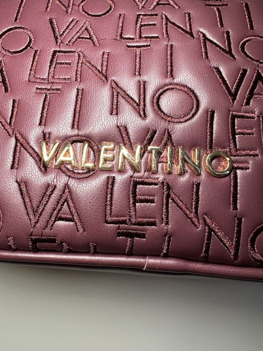 Valentino burgundowo złota torebka na ramię logowana oryginalna