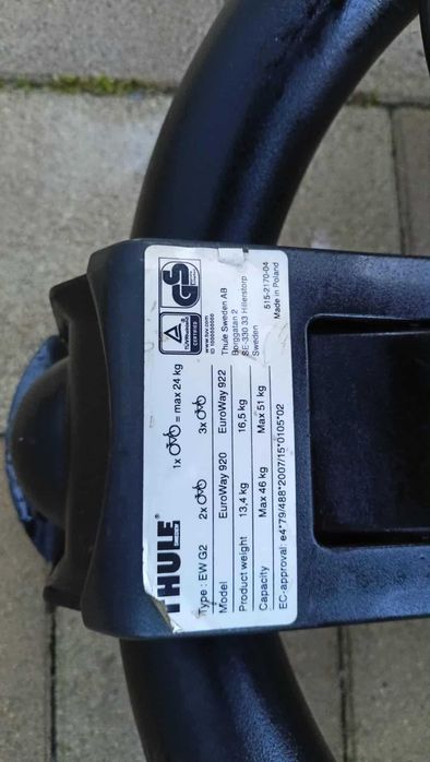 Bagaznik rowerowy THULE G2 EW 923 3 rowery 13/7pin st.bdb