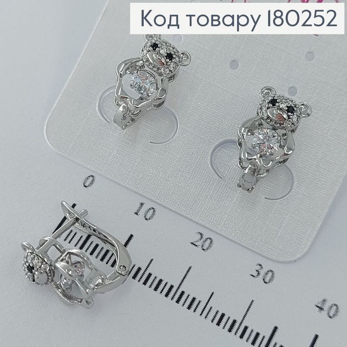 Сережки з бігаючим циркончиком родіроване медзолото Xuping