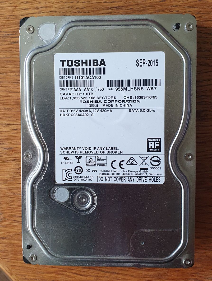 Dysk SATA 1TB 1000 MB 3.5 cala Toshiba do PlayStation Dekodera CCTV
