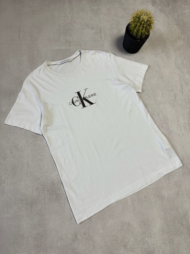 Футболка біла чоловіча преміальна Calvin Klein big logo оригінал CK