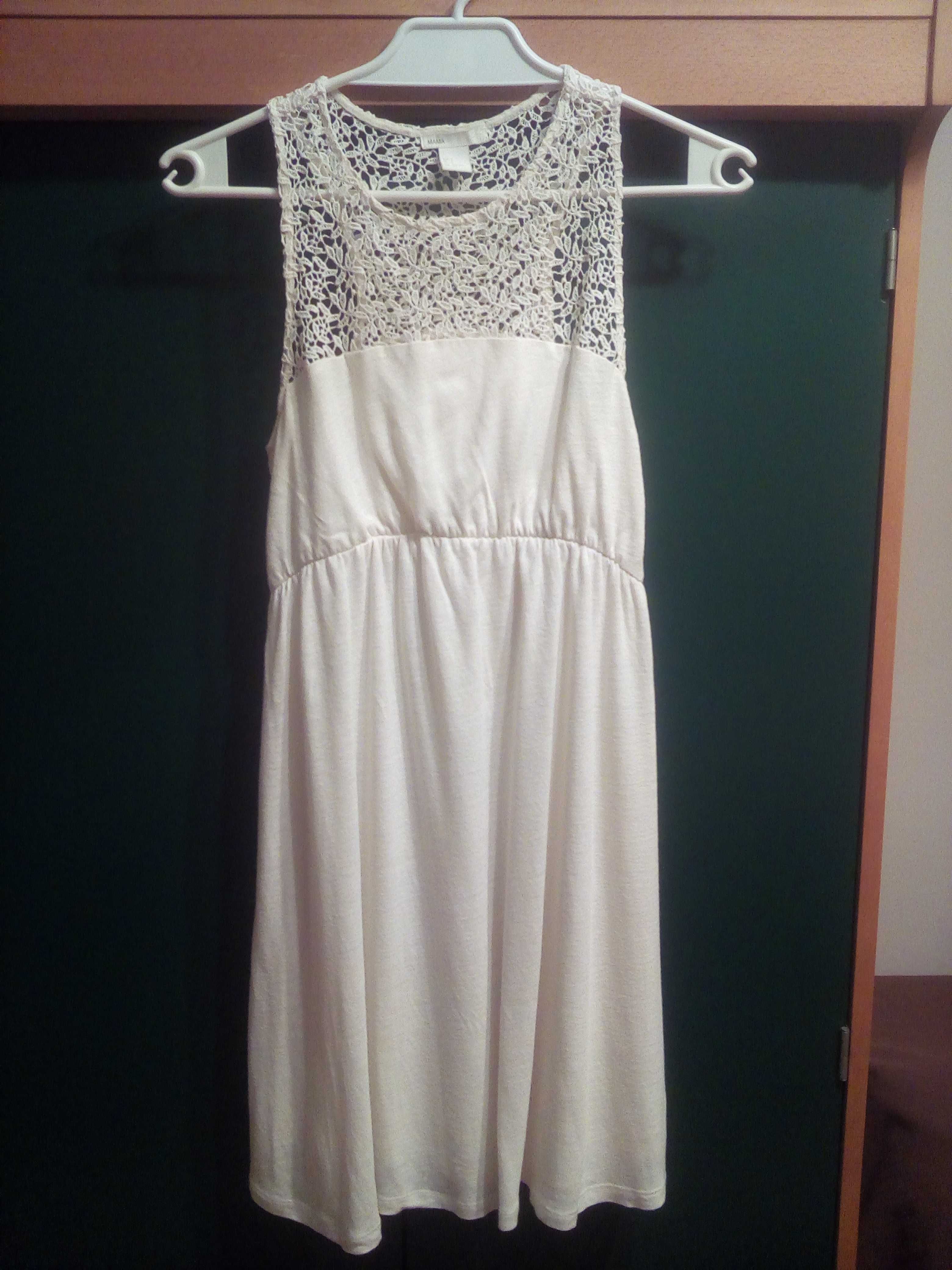 sukienka H&M ciąża S koronka kremowa