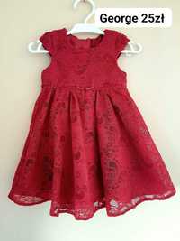 Sukienka koronkowa z kokardką George 74-80cm 9-12 miesięcy