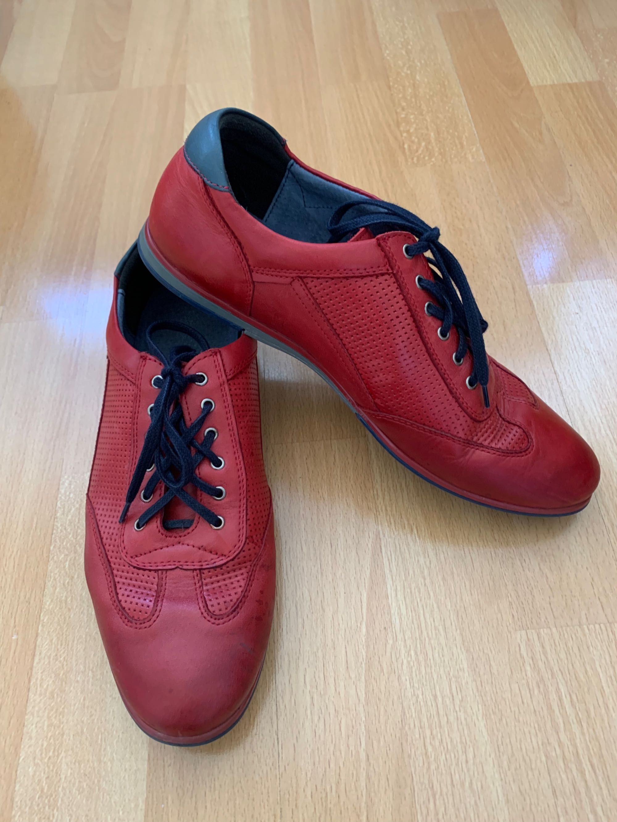 Buty męskie skórzane czerwone casual Kampol r. 42